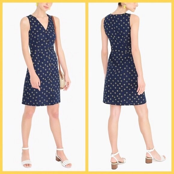 NEW J. Crew V Neck Button-Front Linen/Cotton Summer Dress (size 0) - Picture 1 of 15